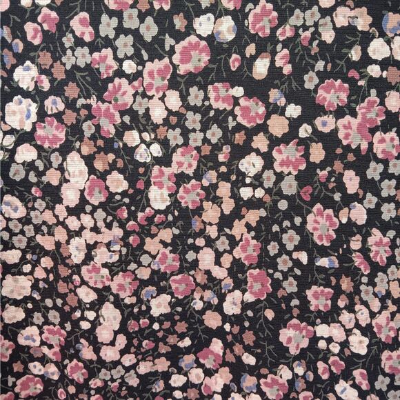 EUC Paisley Grace Size L Black Floral 3/4 Sleeve V-Neck Dress Pockets - Picture 2 of 5